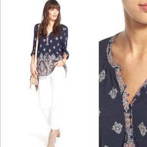 NWOT Lucky Brand Printed Long Sleeve Henley S